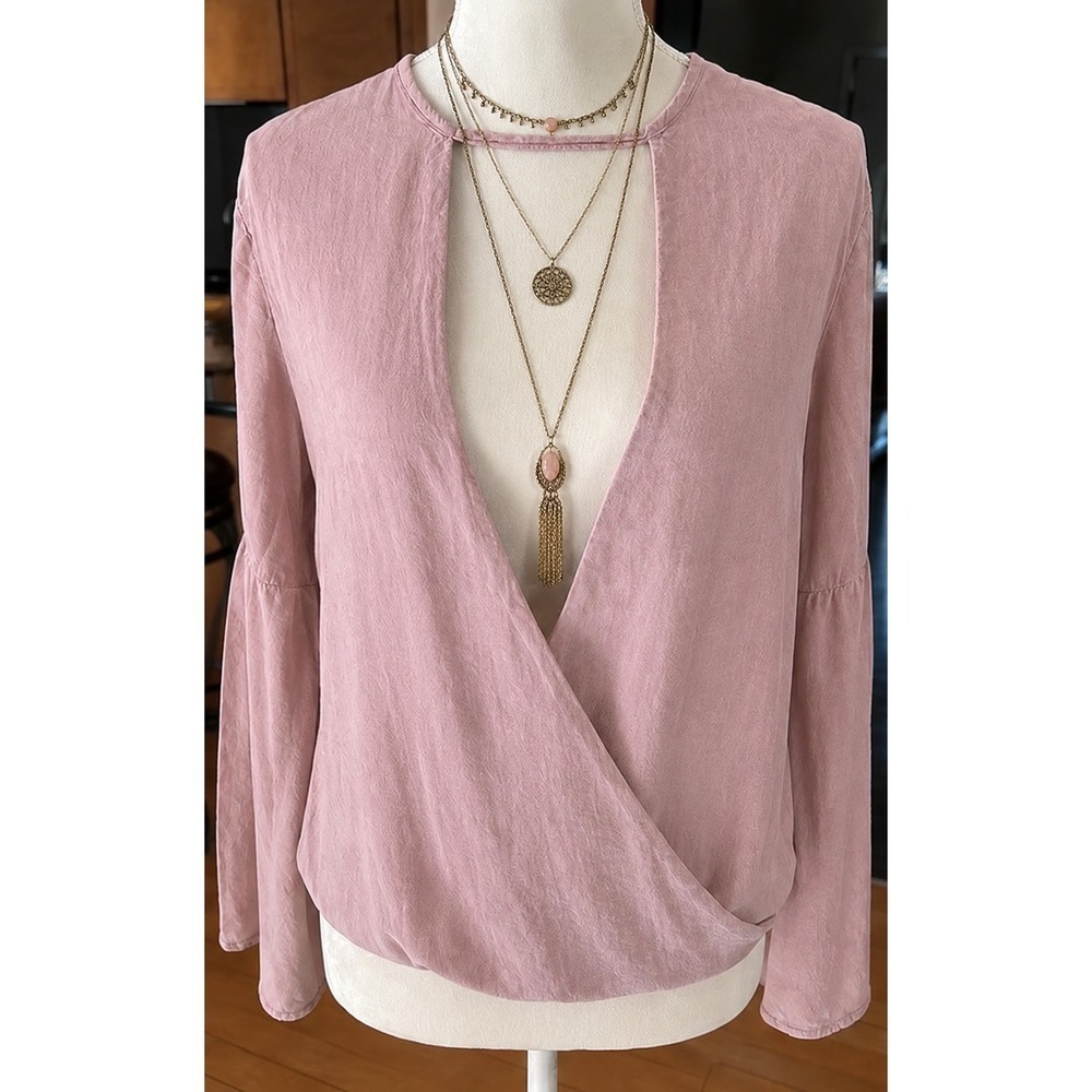Abbeline Anthropologie Top Blouse 100% Rayon S Dusty Rose Romantic Fairy Boho